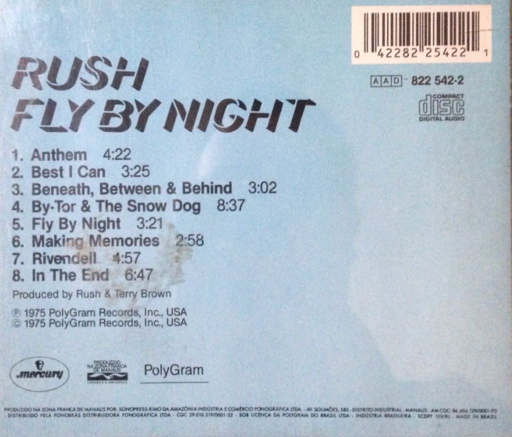 Fly By Night - Rush (CD - 38) music collectible [Barcode 042282254221] - Main Image 2