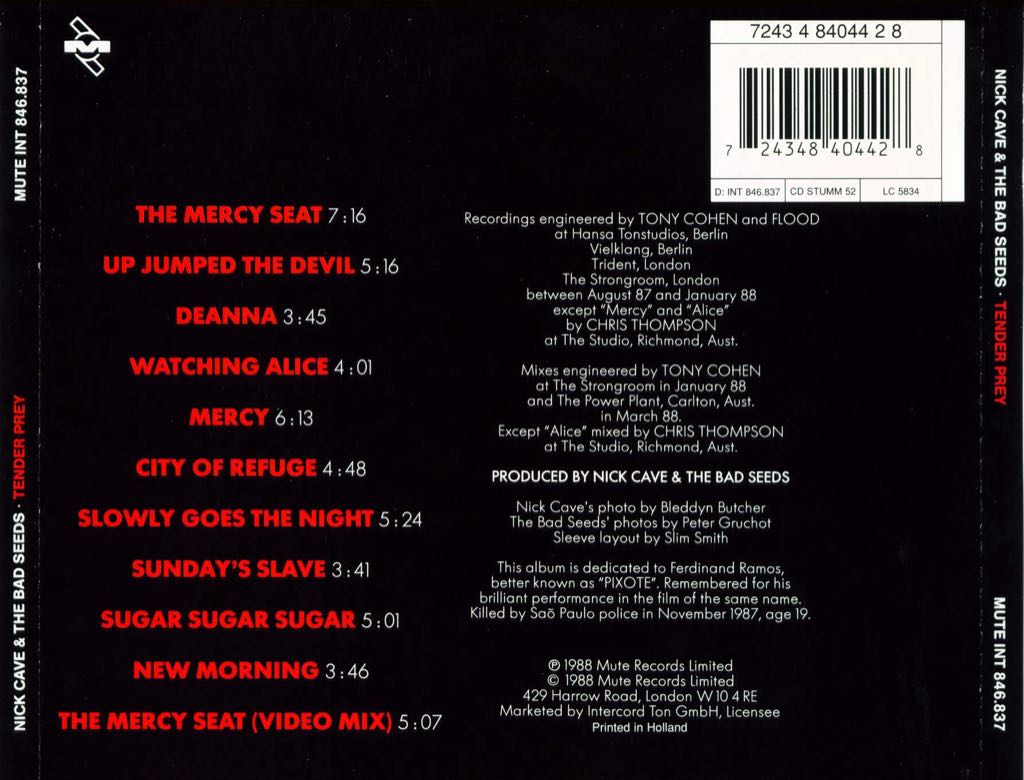 Tender Prey - Cave, Nick (CD) music collectible [Barcode 724596944028] - Main Image 2