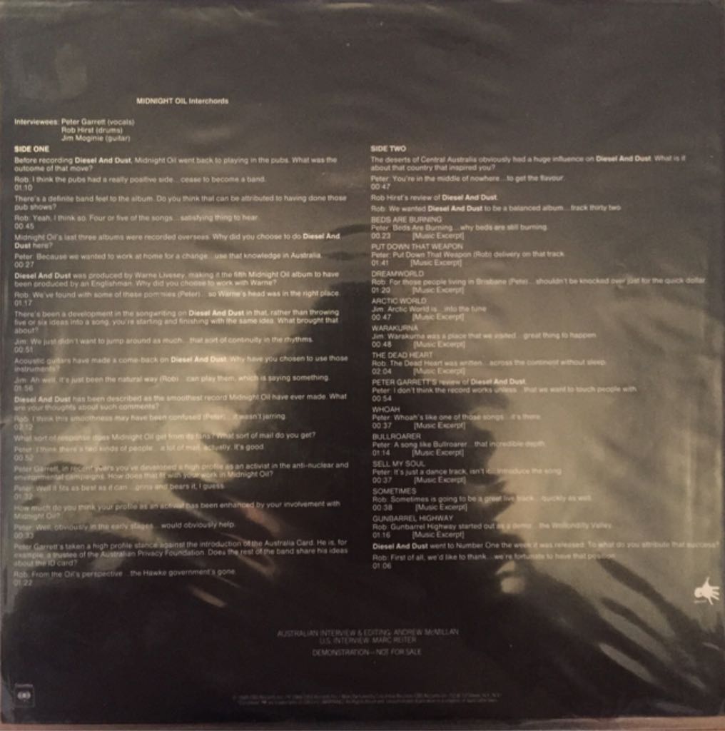 Diesel And Dust - Midnight Oil (12”) music collectible - Main Image 2