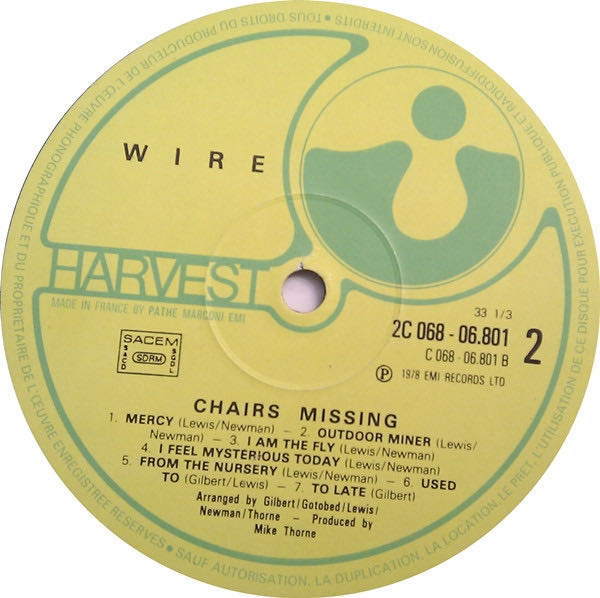 Chairs Missing - Wire (12”) music collectible [Barcode 646315150919] - Main Image 4