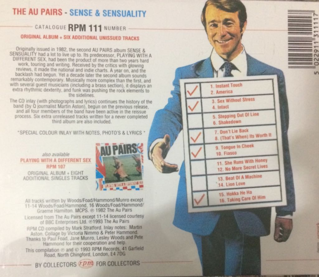 Sense And Sensuality - Au Pairs (CD) music collectible [Barcode 5022911311117] - Main Image 2