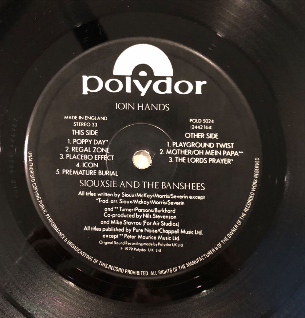 Join Hands - Siouxsie And The Banshees (12”) music collectible [Barcode 042283900424] - Main Image 3