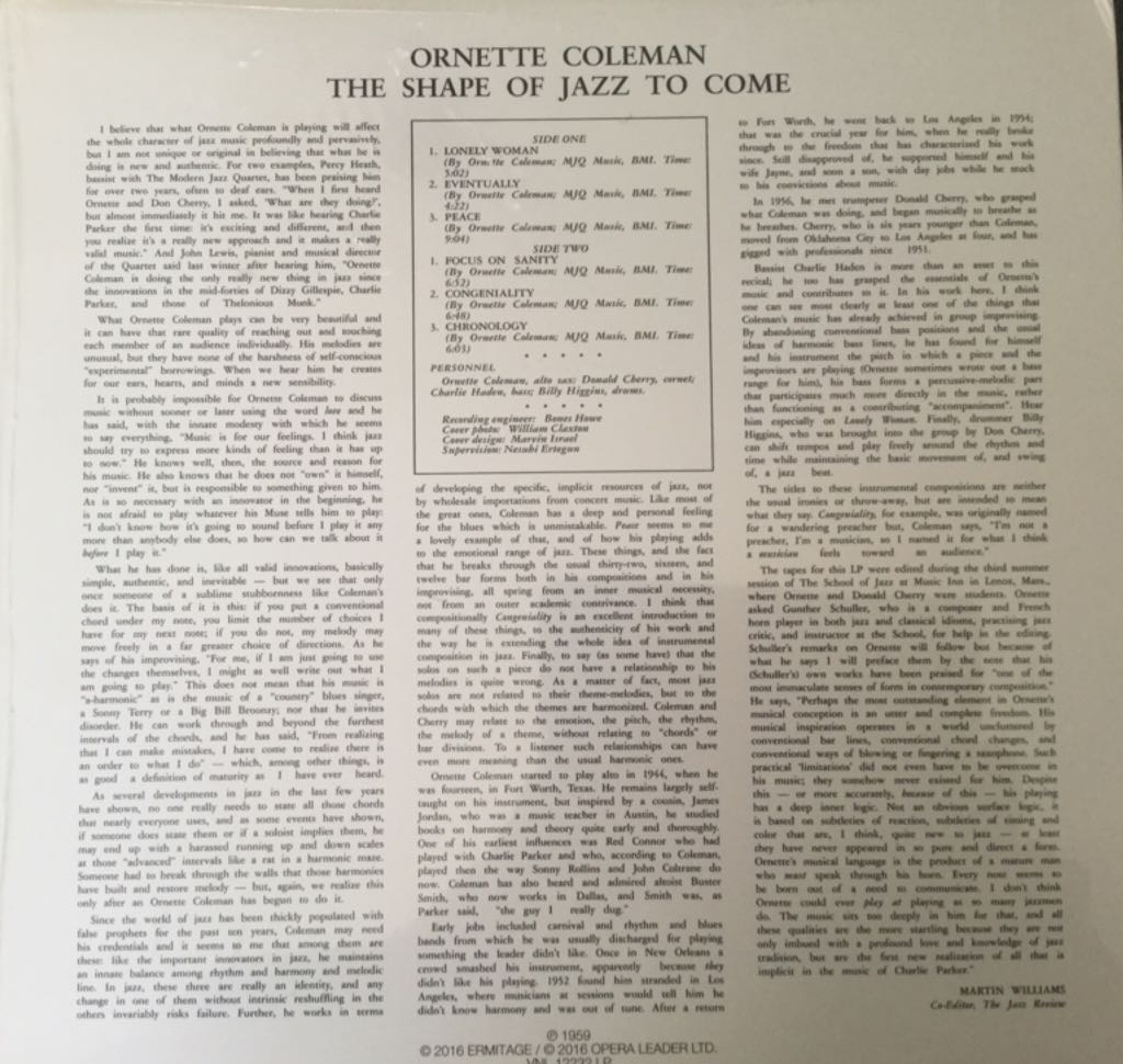 The Shape Of Jazz To Come - Ornette Coleman (12”) music collectible - Main Image 2
