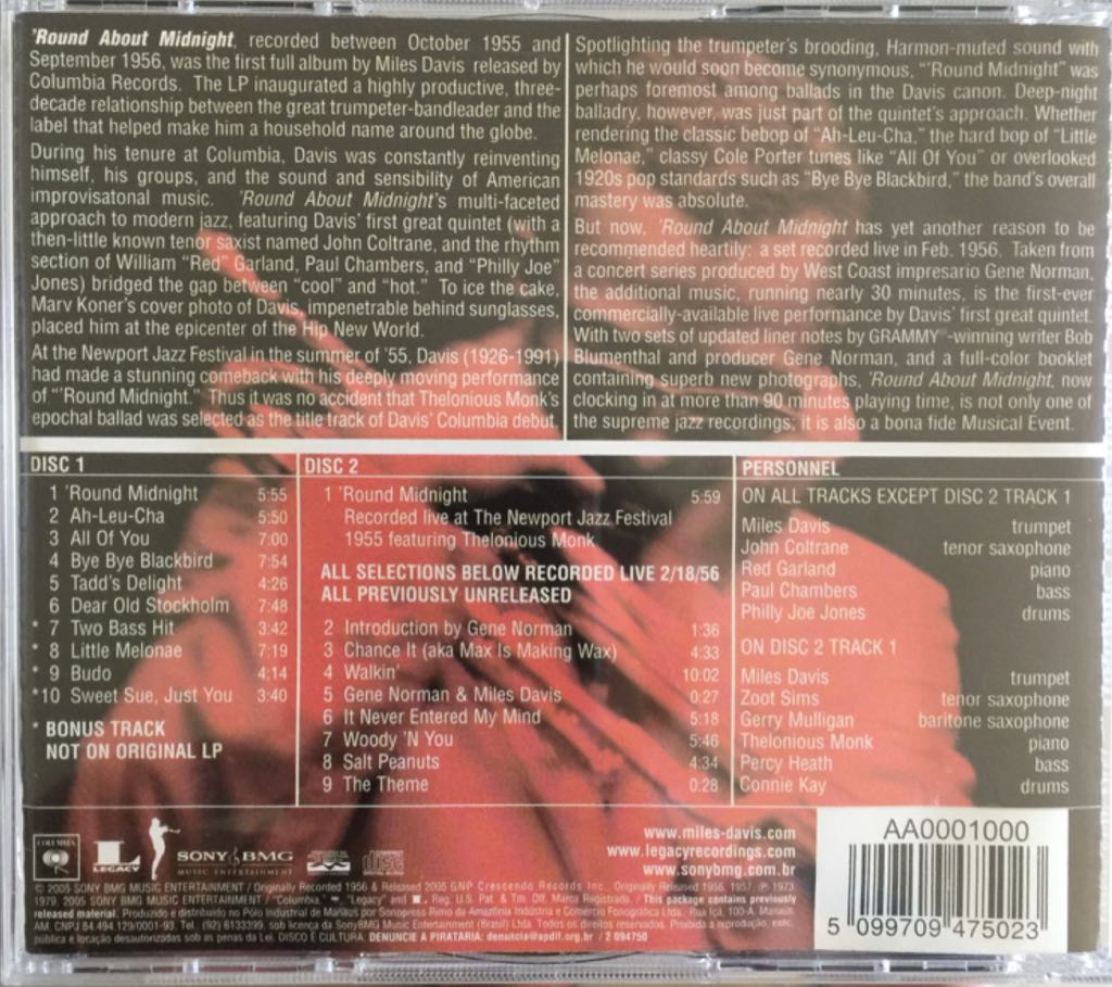 Round About Midnight - Miles Davis (CD) music collectible [Barcode 5099709475023] - Main Image 2
