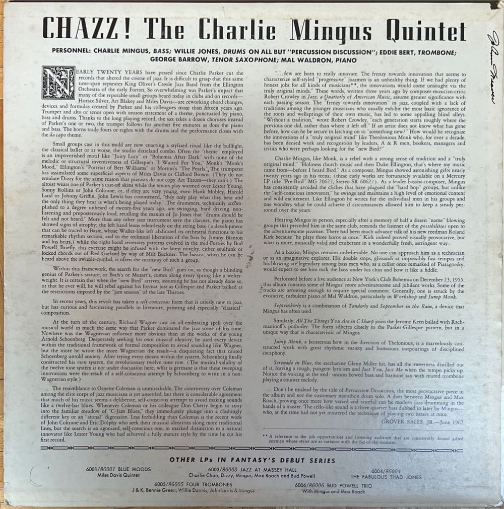 Chazz! - Mingus, Charles (12”) music collectible - Main Image 2