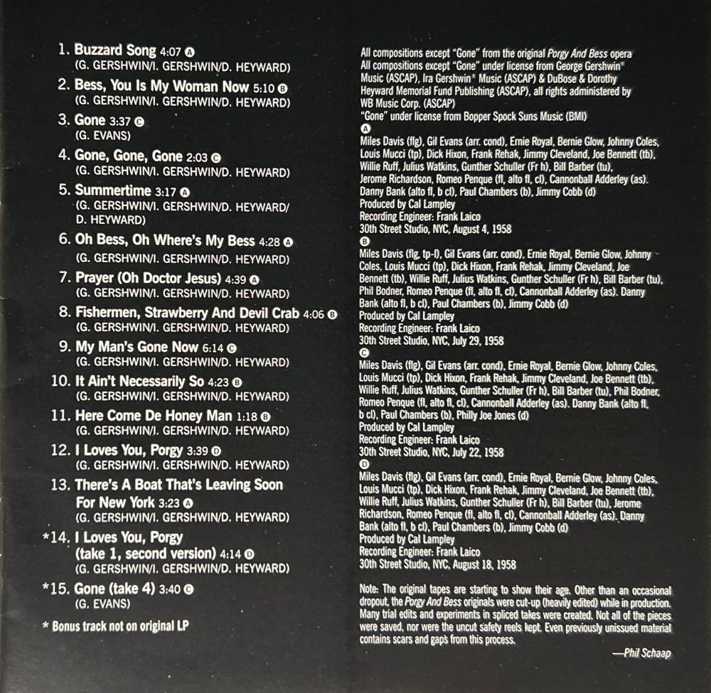 Porgy And Bess - Miles Davis (CD - 59) music collectible [Barcode 074646514122] - Main Image 3