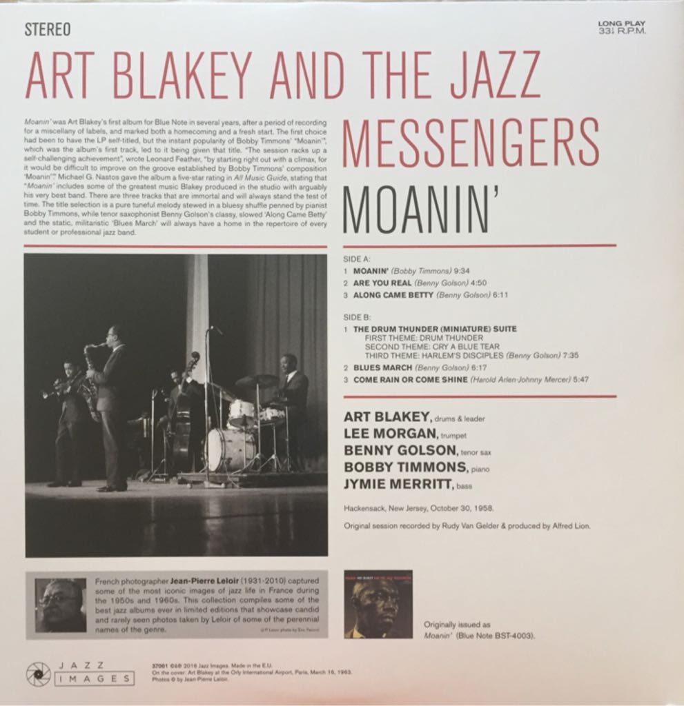 Moanin - Art Blakey And The Jazz Messengers (12”) music collectible - Main Image 2