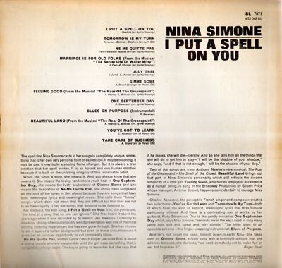I Put A Spell On You - Nina Simone (CD - 3421) music collectible [Barcode 602498886922] - Main Image 2