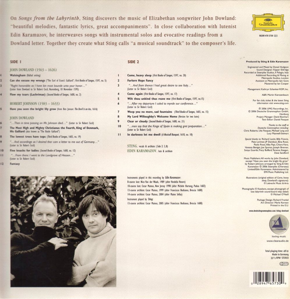 Songs From The Labyrinth - Sting (12” - 48) music collectible [Barcode 602517031395] - Main Image 2