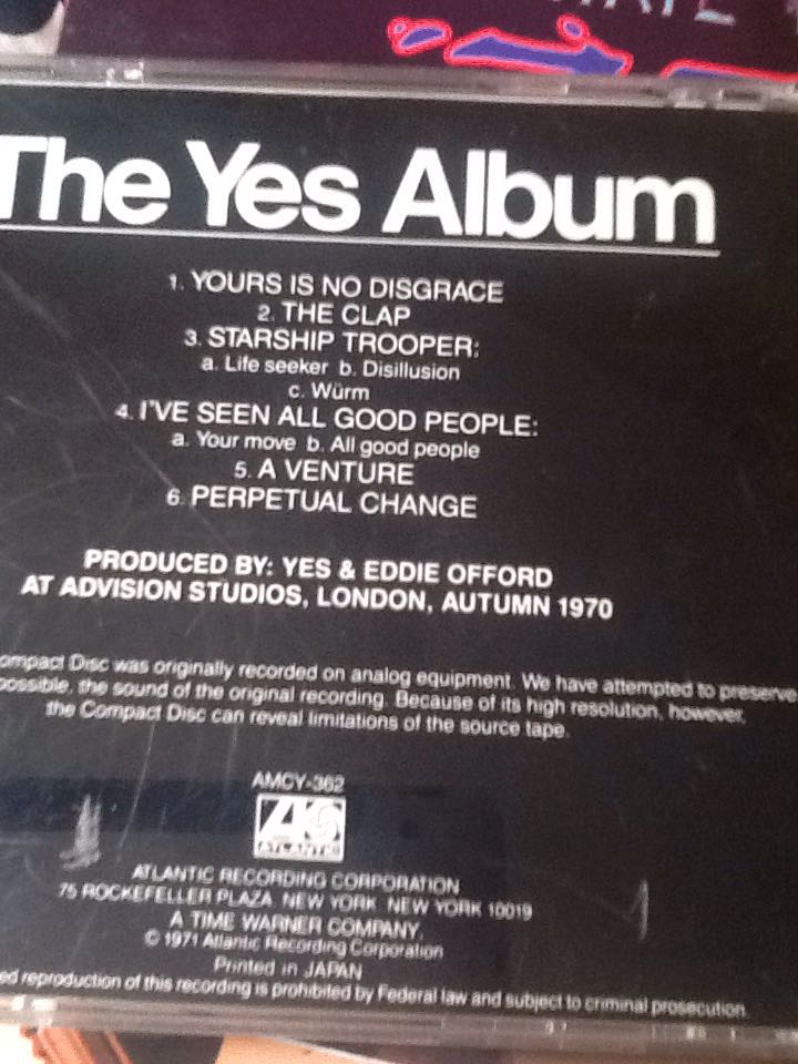 The Yes Album - Yes (CD - 4138) music collectible [Barcode 075678153020] - Main Image 2