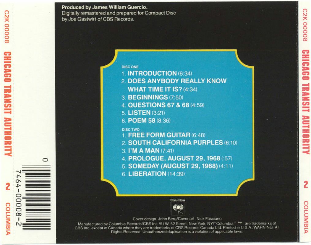 Chicago - Chicago Transit Authority - Chicago (CD - 78) music collectible [Barcode 074640000829] - Main Image 2