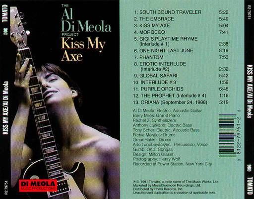 Kiss My Axe - Al Di Meola (CD - 66) music collectible [Barcode 081227975128] - Main Image 2