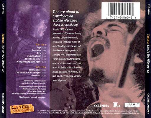 Live At The Fillmore ’68 - Santana (CD) music collectible [Barcode 074646486023] - Main Image 2
