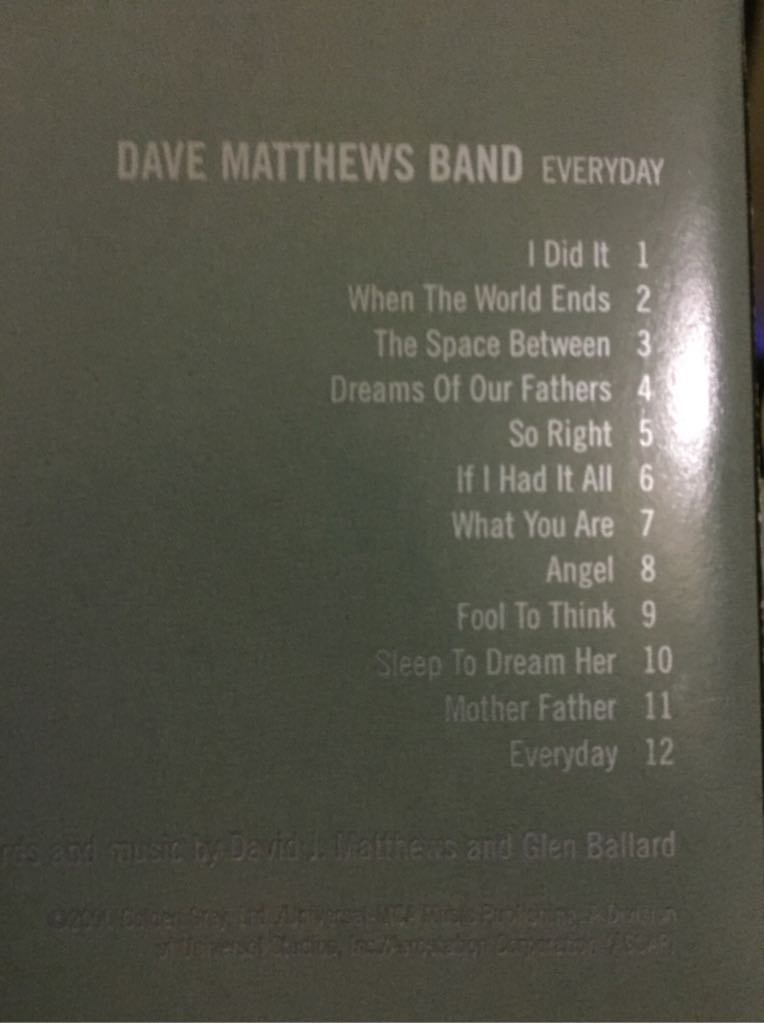 Everyday - Dave Matthews Band (CD - 50) music collectible [Barcode 078636801223] - Main Image 2