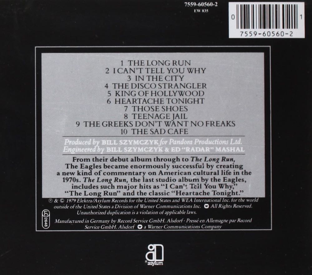 The Long Run - Eagles, The (CD - 43) music collectible [Barcode 075596056021] - Main Image 3