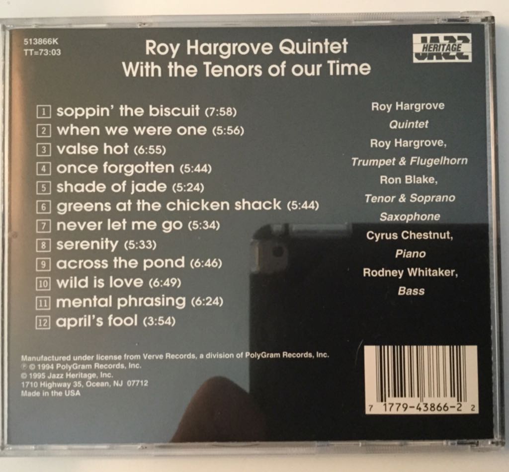 Roy Hargrove Quintet with the Tenors of Our Time - Hargrove, Roy (CD) music collectible [Barcode 731452301925] - Main Image 2