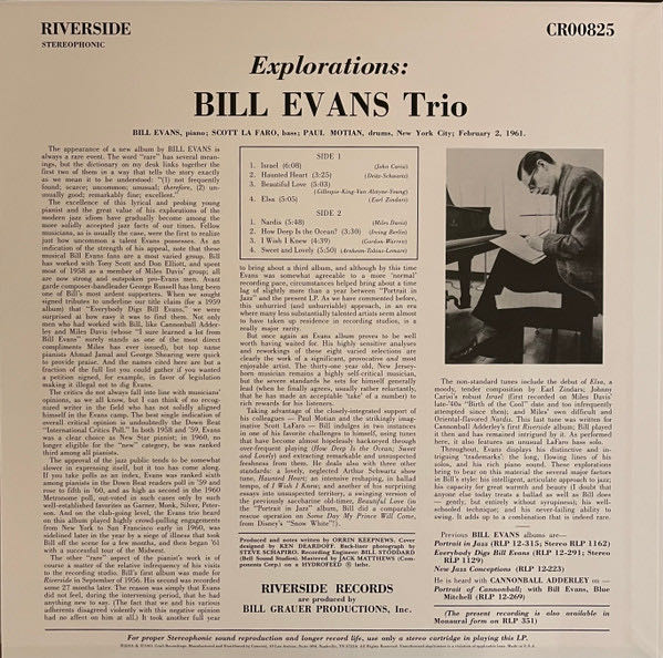 Explorations - Evans, Bill (12” - 40) music collectible - Main Image 3