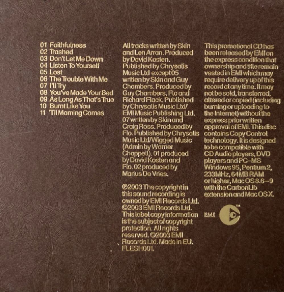 Fleshwounds - Skin (CD) music collectible [Barcode 724359413129] - Main Image 2