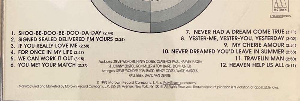 Greatest HitsVol. 2 - Wonder, Stevie (CD) music collectible [Barcode 731453094222] - Main Image 2