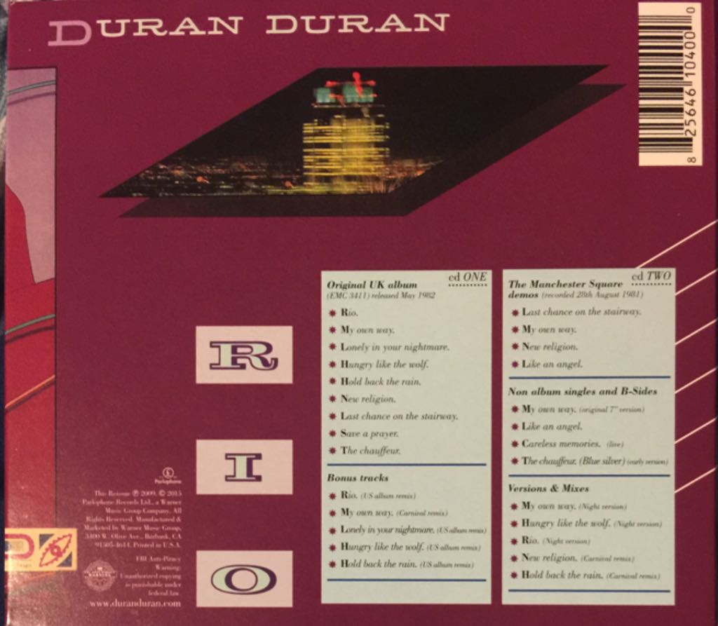 Rio - Duran Duran (Cassette) music collectible [Barcode 825646104000] - Main Image 2