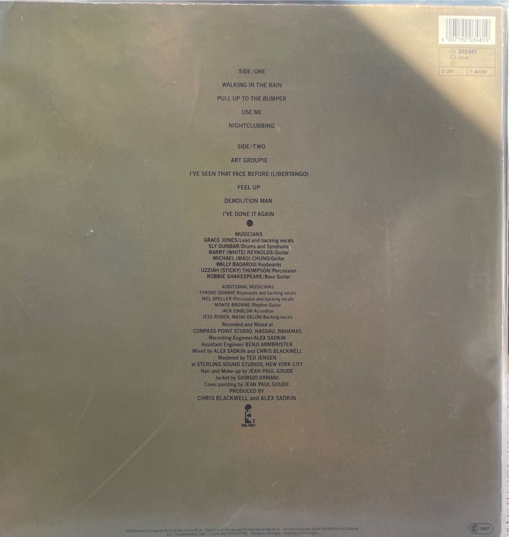 Nightclubbing - Jones, Grace (12”) music collectible [Barcode 4007192034819] - Main Image 2