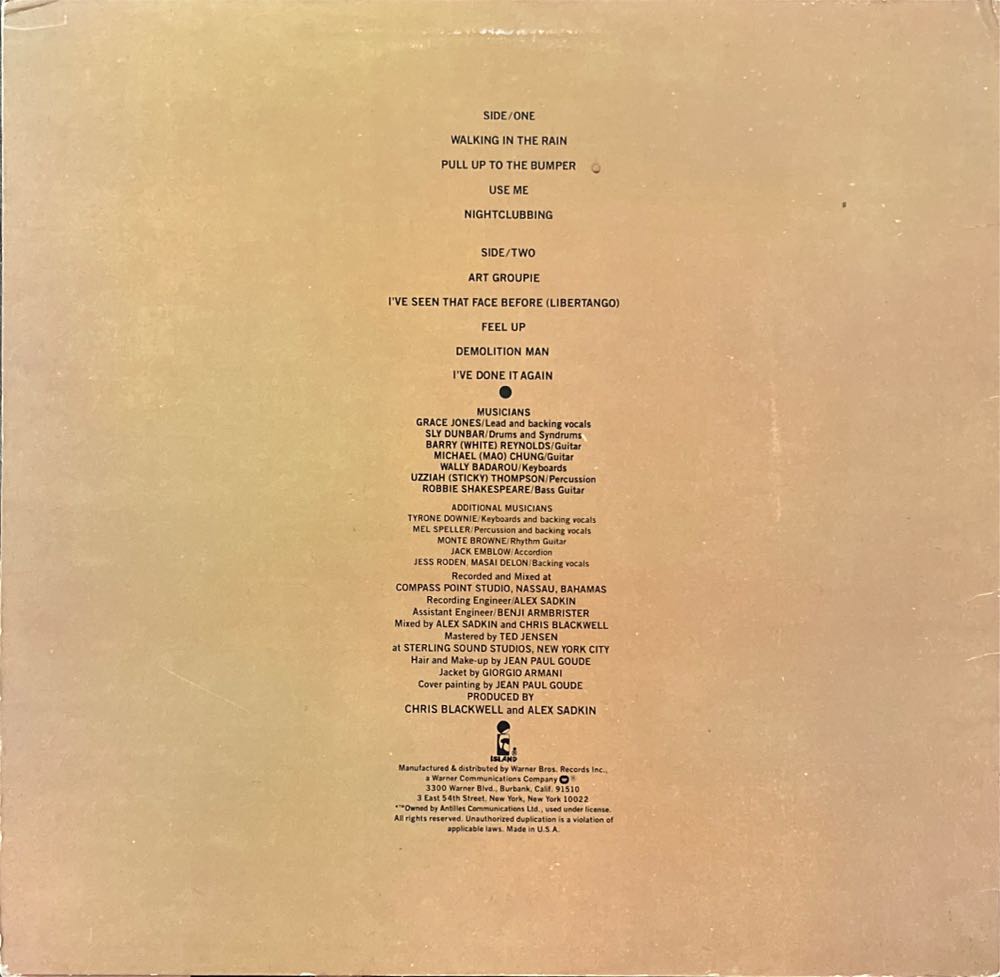 Nightclubbing - Jones, Grace (12”) music collectible - Main Image 2