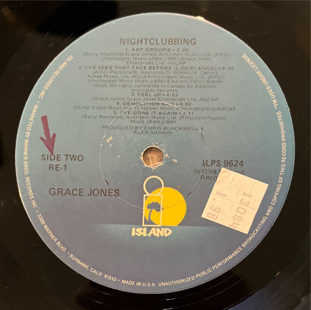 Nightclubbing - Jones, Grace (12”) music collectible - Main Image 4