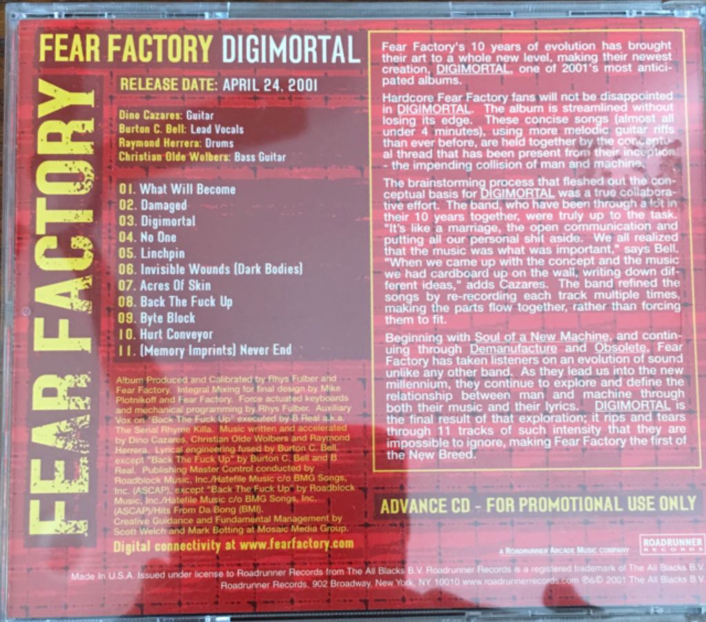 Digimortal - Fear Factory (CD - 43) music collectible [Barcode 016861856120] - Main Image 2