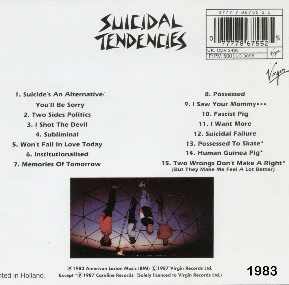 Suicidal Tendencies - Suicidal Tendencies (CD) music collectible [Barcode 018663460420] - Main Image 2