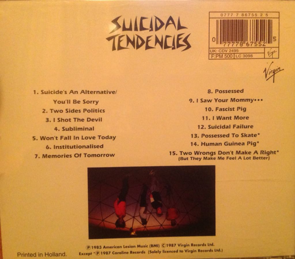 Suicidal Tendencies - Suicidal Tendencies (CD) music collectible [Barcode 077778675525] - Main Image 2