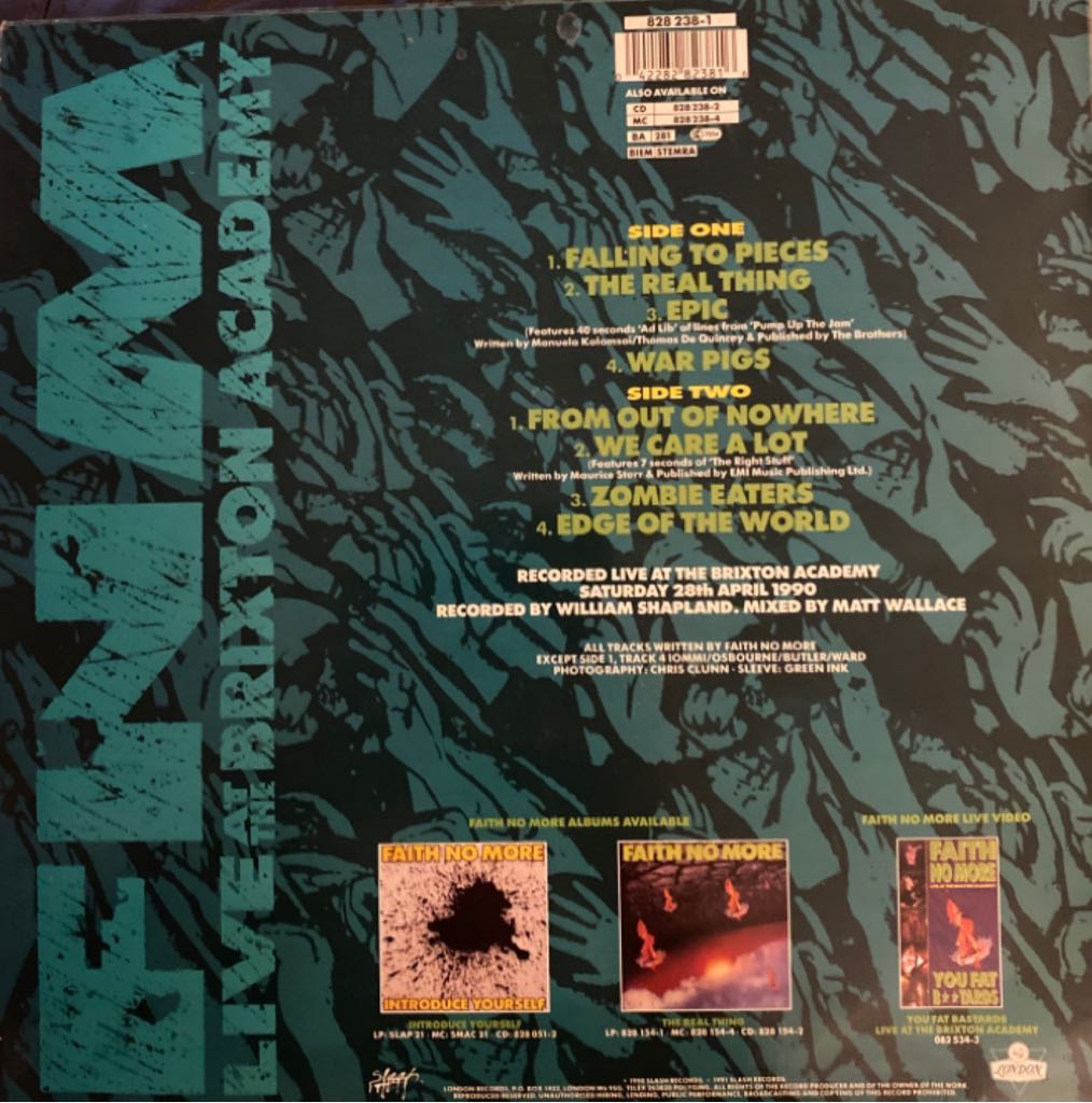 Live At The Brixton Academy - Faith No More (12”) music collectible [Barcode 042282823816] - Main Image 2