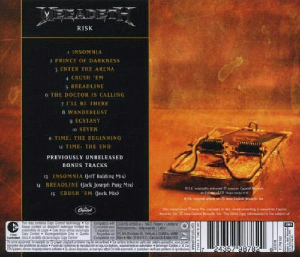 Risk - Megadeth (CD - 6362) music collectible [Barcode 724357987820] - Main Image 2