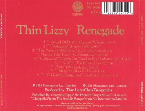 Renegade (Re-Presents) - Thin Lizzy (CD - 65) music collectible [Barcode 042224223520] - Main Image 2