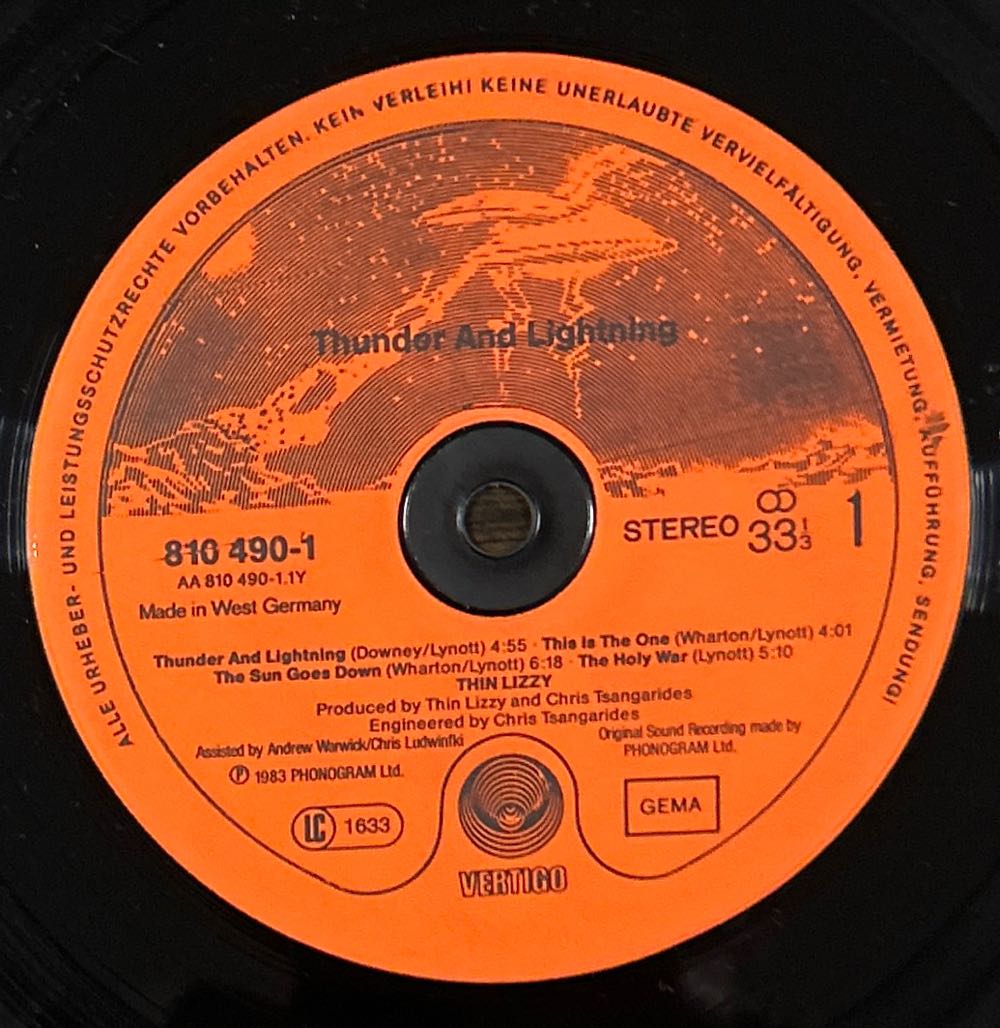 Thunder And Lightning - Thin Lizzy (12”) music collectible [Barcode 600753542583] - Main Image 3