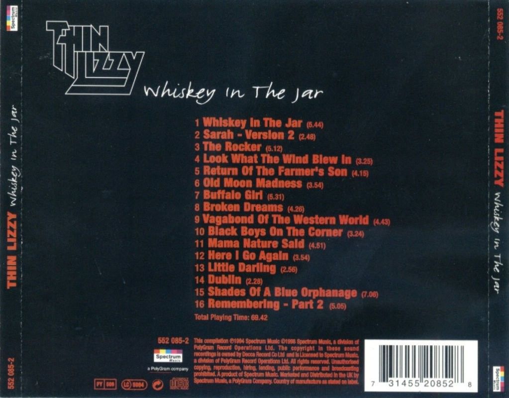 Whiskey In The Jar - Thin Lizzy (CD) music collectible [Barcode 731455208528] - Main Image 2