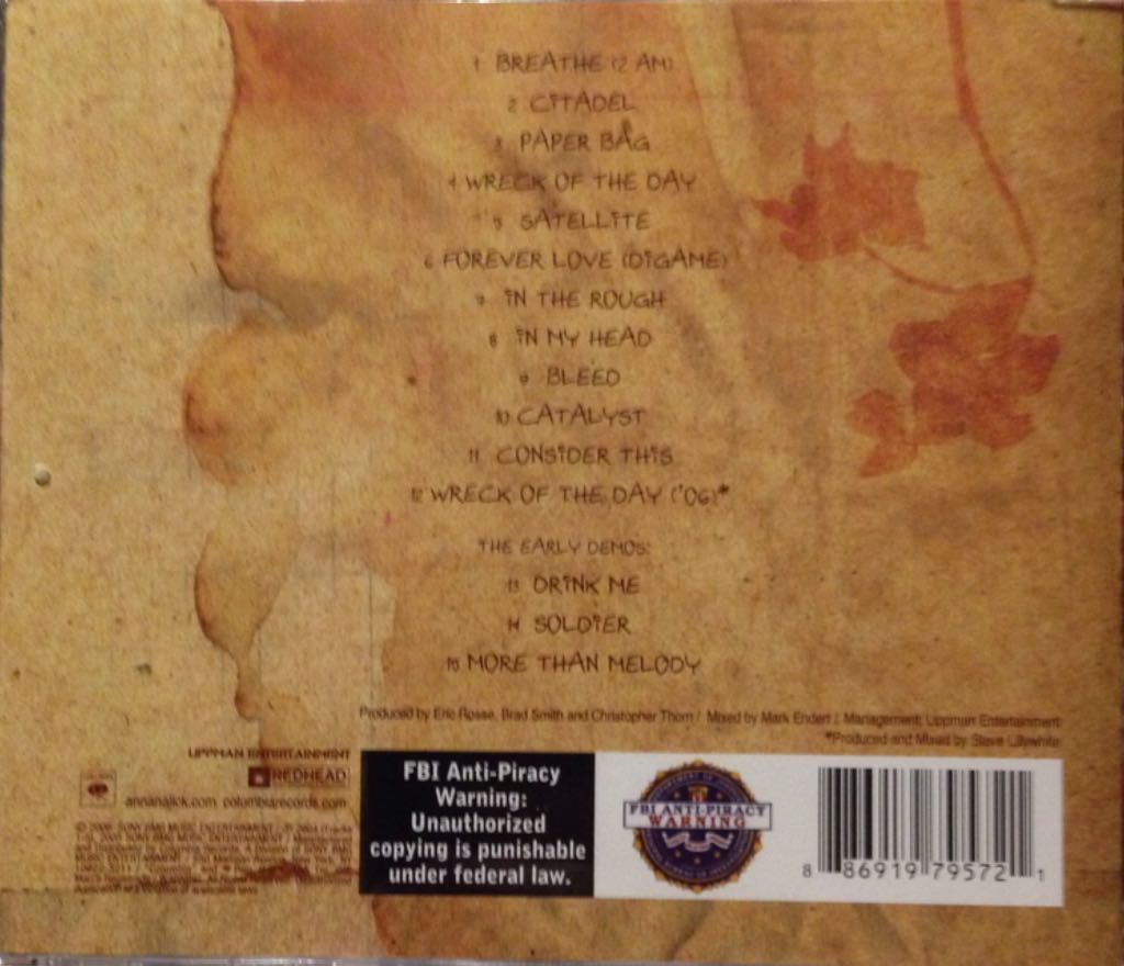 Wreck Of The Day - Anna Nalick (MP3) music collectible [Barcode 886919795721] - Main Image 2