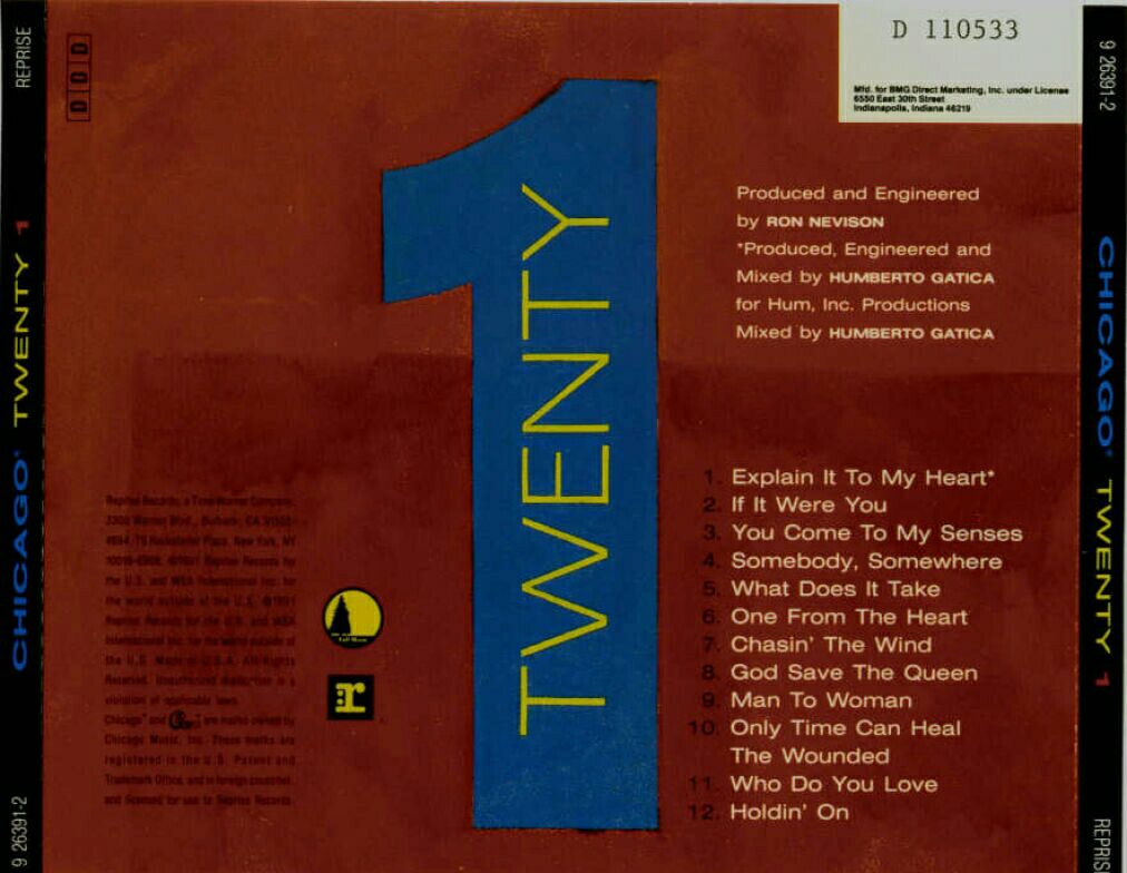 Twenty 1 - Chicago (CD - 52:01) music collectible [Barcode 075992639125] - Main Image 2