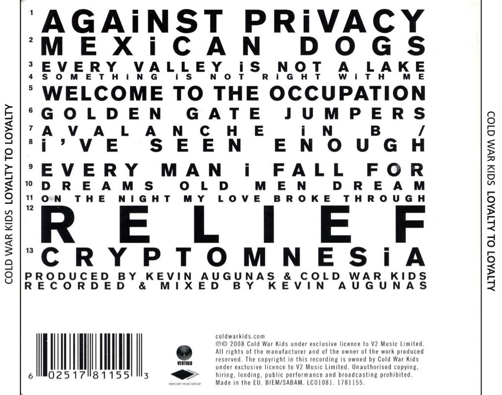 Loyalty To Loyalty - Cold War Kids (CD) music collectible - Main Image 2