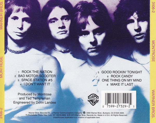 Montrose - Montrose (CD - 32:22) music collectible [Barcode 075992732925] - Main Image 3