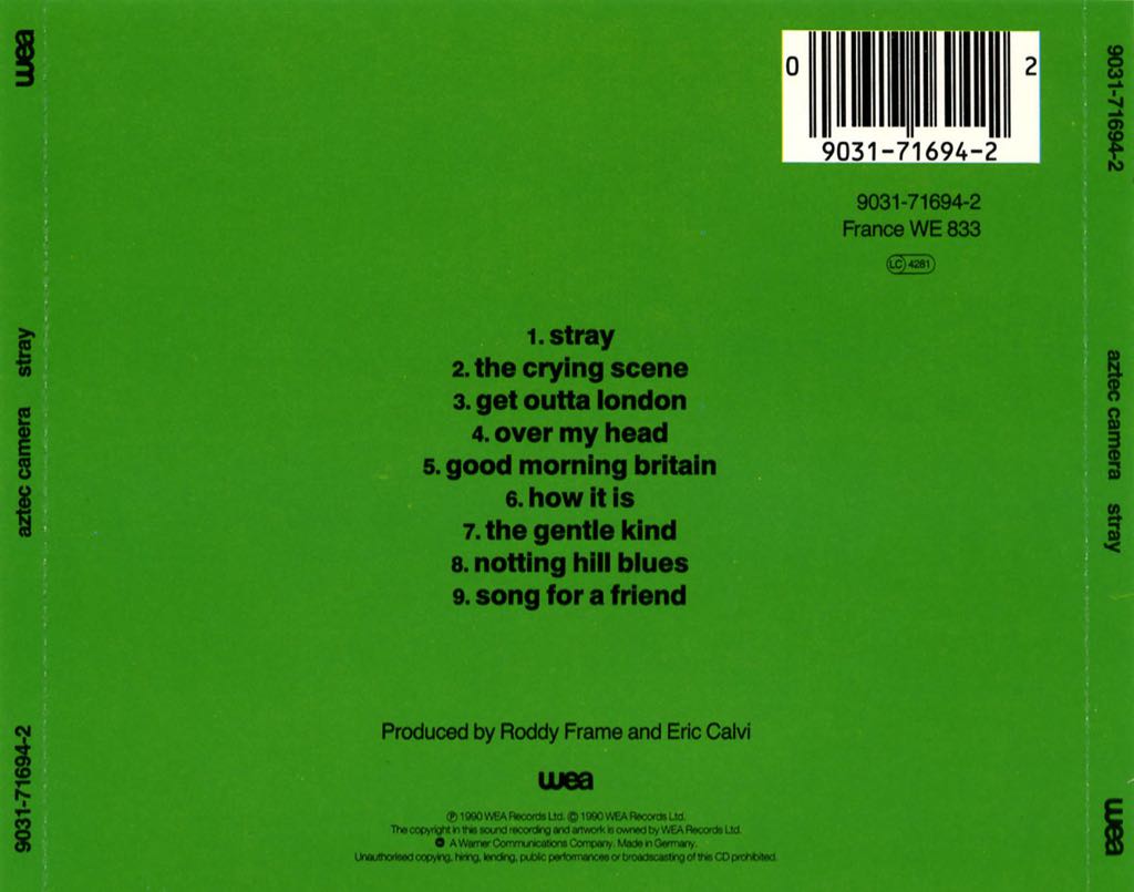Stray - Aztec Camera (CD - 41) music collectible [Barcode 075992621120] - Main Image 2
