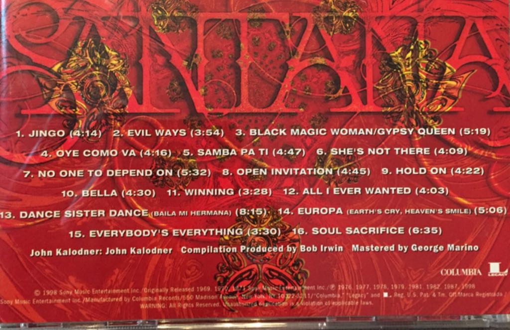 The Best Of Santana - Santana (CD-R - 77) music collectible [Barcode 5099706556121] - Main Image 2