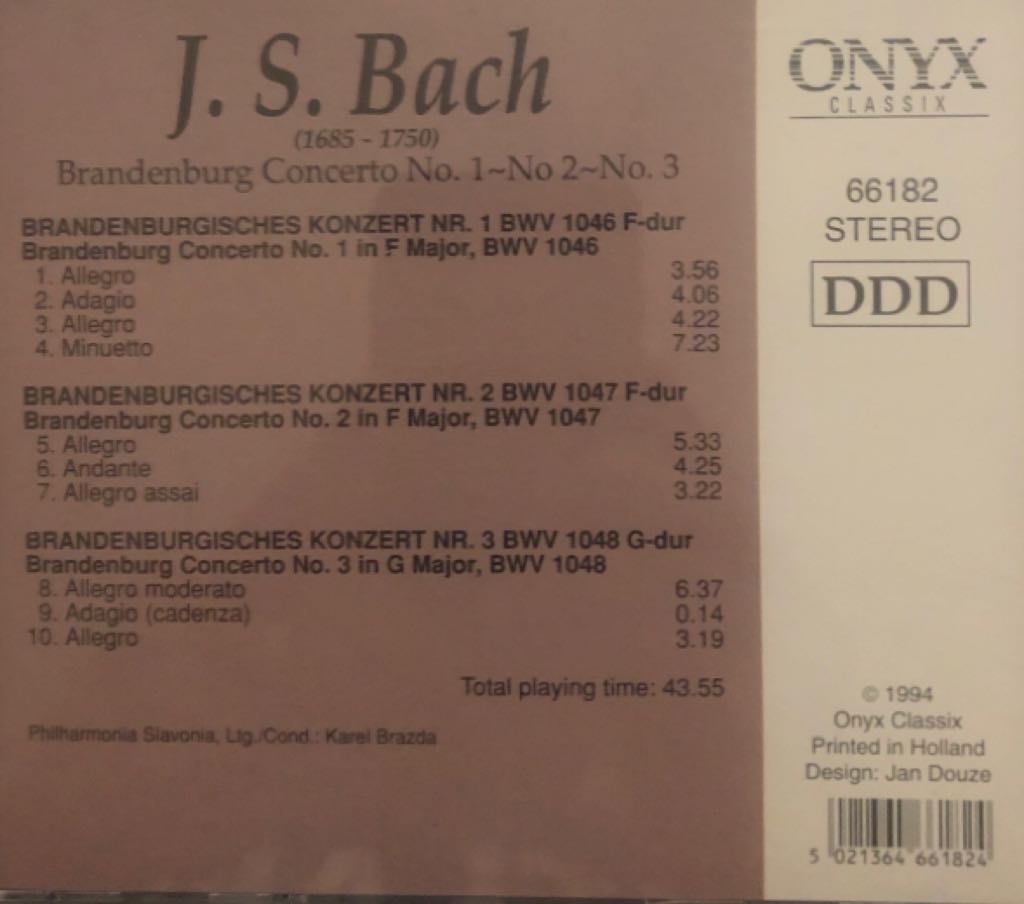 Brandenburg Concertos 1-3 - Bach (CD) music collectible [Barcode 5021364661824] - Main Image 2