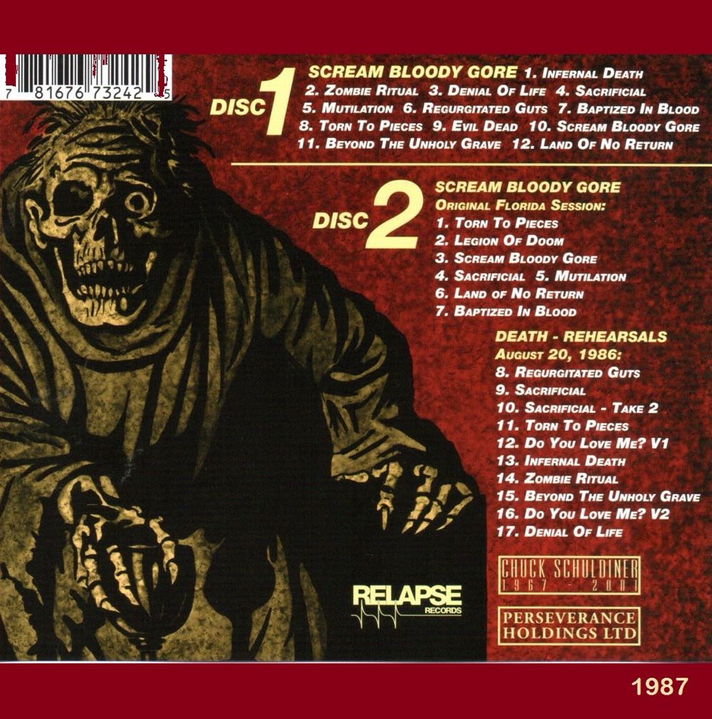 Scream Bloody Gore - Death (CD - 38) music collectible [Barcode 7277016601924] - Main Image 3