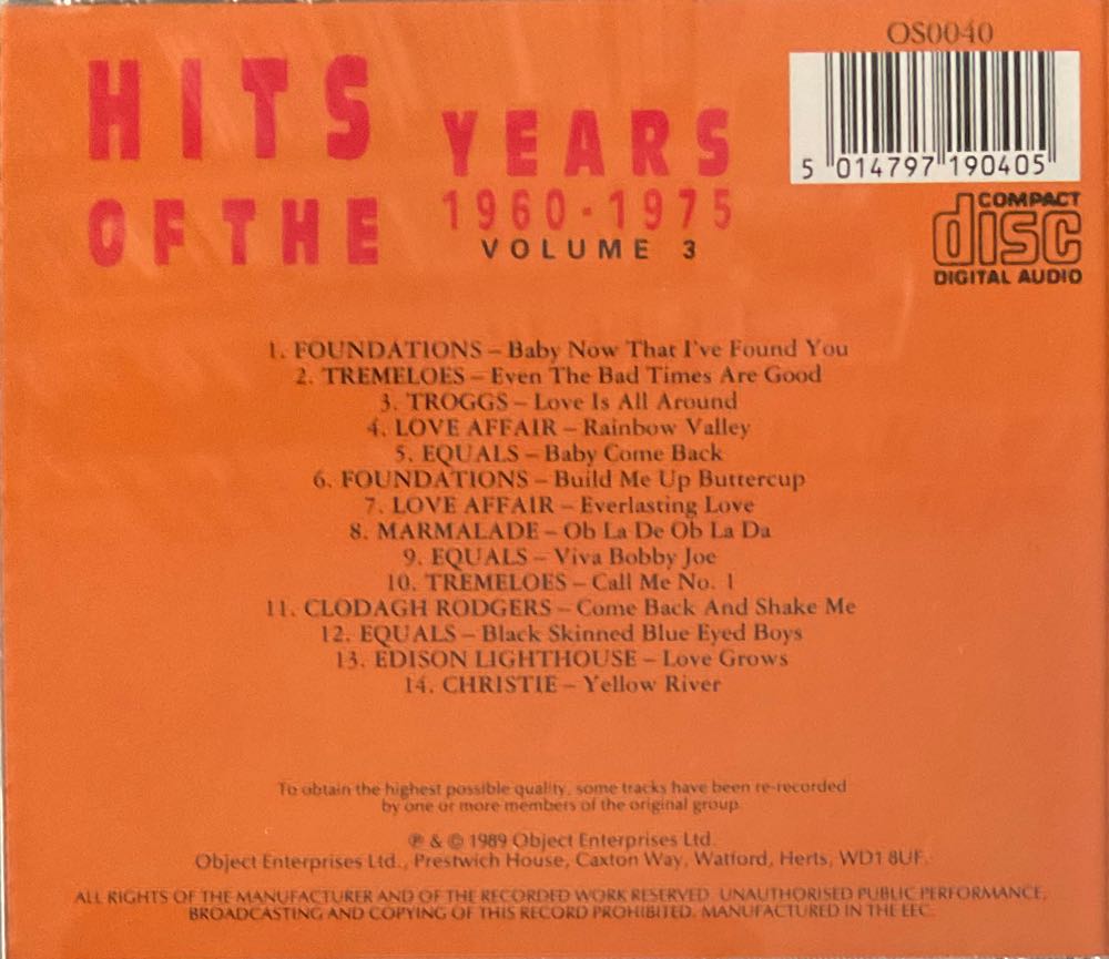 Hits of the Years 1960-1975 - Verzamel Alg (CD - 41) music collectible [Barcode 5014797190405] - Main Image 2