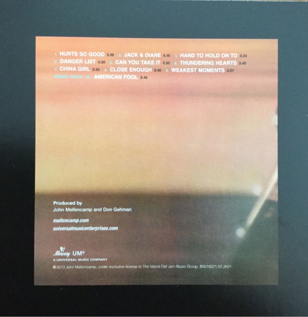 American Fool - Mellencamp, John (CD) music collectible [Barcode 9399081499324] - Main Image 2