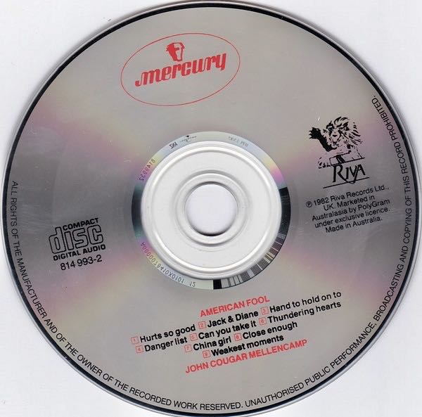 American Fool - Mellencamp, John (CD) music collectible [Barcode 9399081499324] - Main Image 4