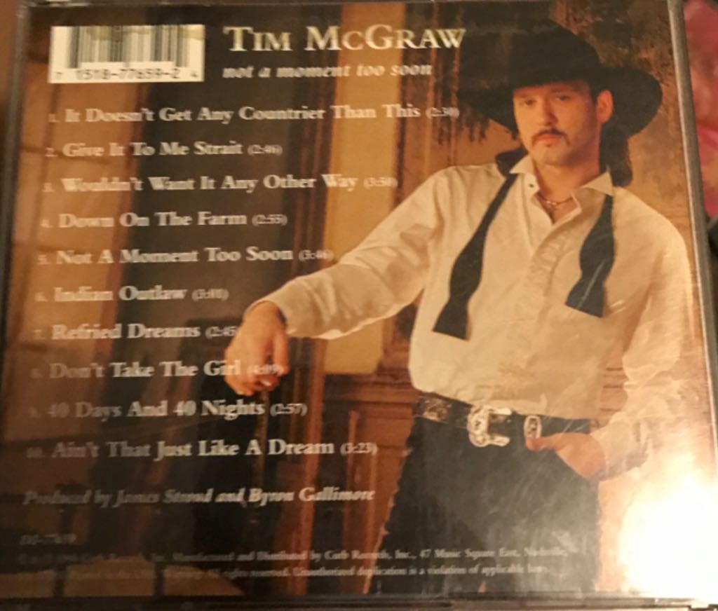 Not A Moment Too Soon - Tim McGraw (CD - 32) music collectible - Main Image 2