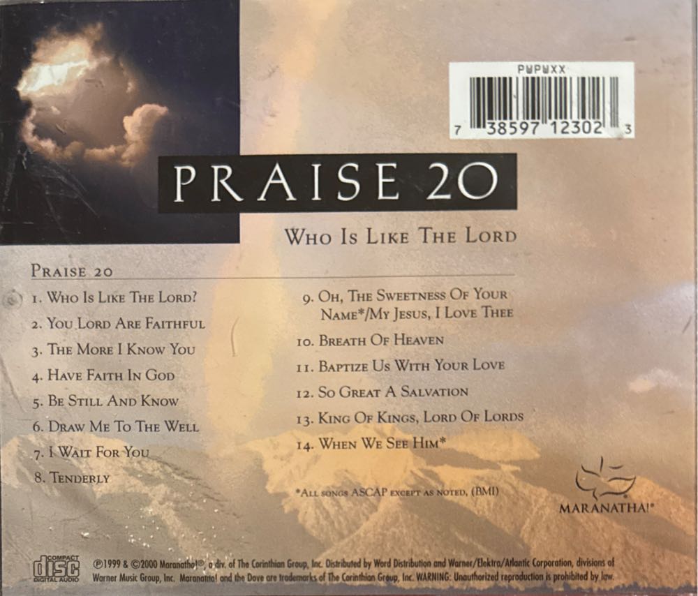 Who is Like the Lord - Praise 20 (CD) music collectible [Barcode 738597123023] - Main Image 2