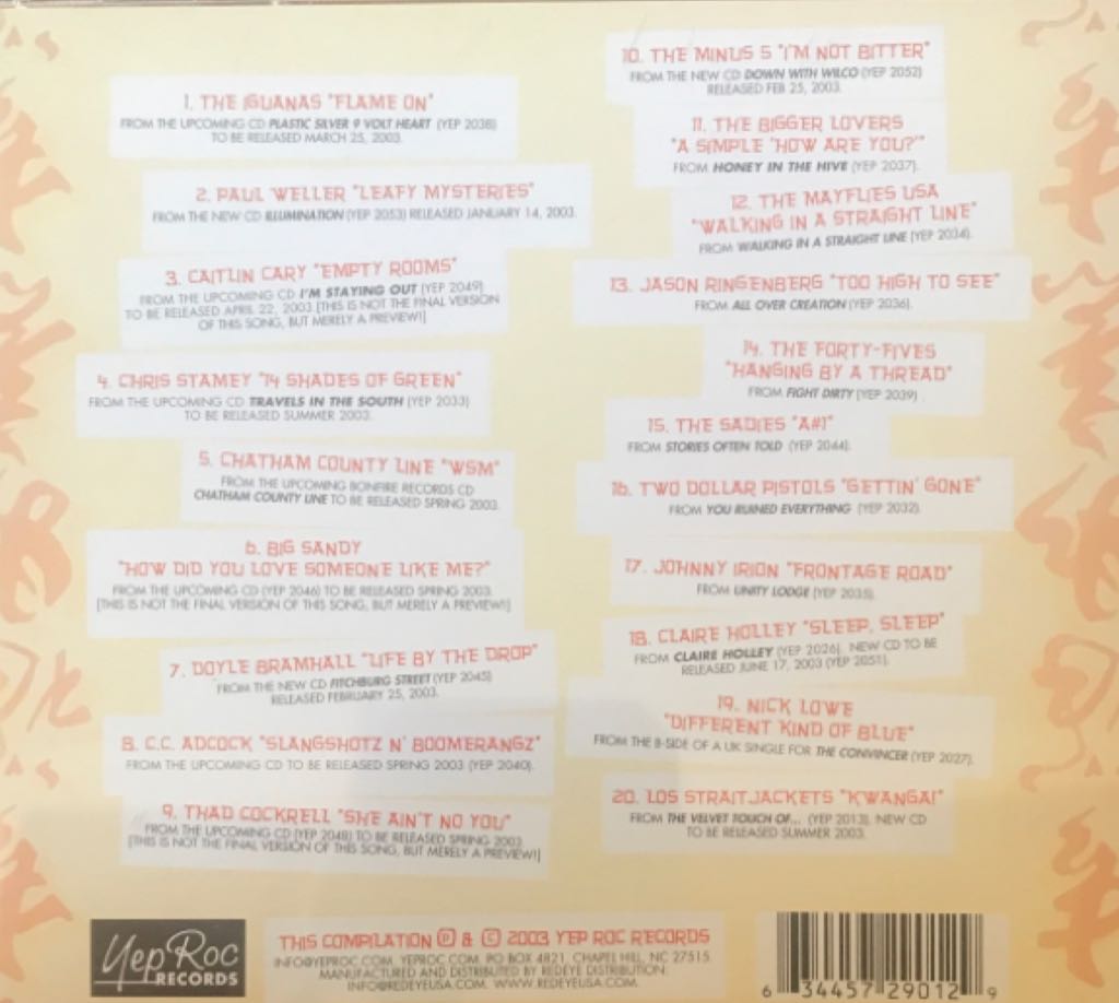 Yep Roc Records Fortune Cookie: Great New Music 2003 - Various Artists (CD) music collectible [Barcode 634457290129] - Main Image 2