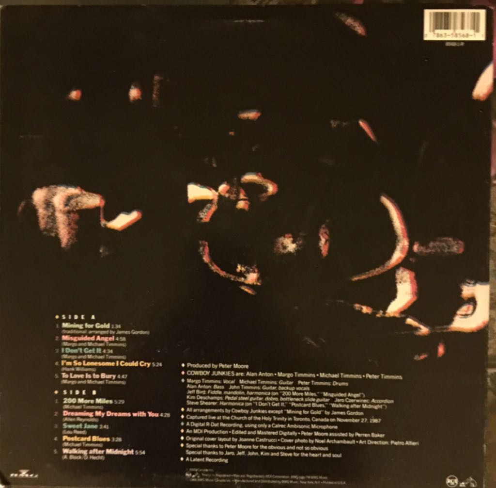 The Trinity Session - Cowboy Junkies (12” - 53) music collectible [Barcode 078635856811] - Main Image 2
